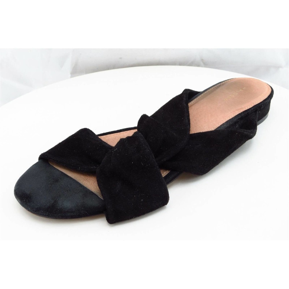 Halogen Sz 9.5‎ M Black Slide Leather Women Sandals 58665